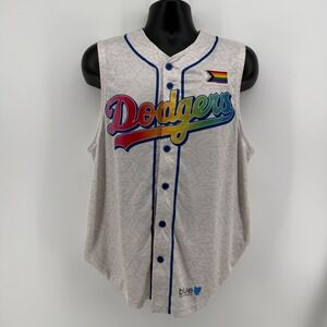 LA Dodgers Pride Jersey Mens M Rainbow Sleeveless Baseball Shirt